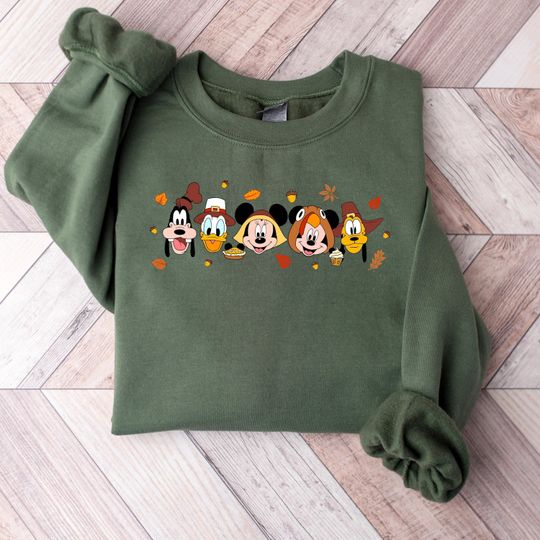 Discover Disney Mickey and Friends Fall Thanksgiving Sweatshirt, Disney Characters Fall Sweater