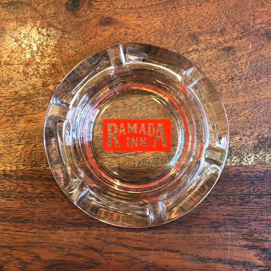Vintage 1970's Ramada Inn Souvenir Glass Ashtray - 70's Hotel Decor