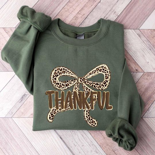 Discover Coquette Thankful Bow Sweatshirt, Thanksgiving Turkey Sweatshirt