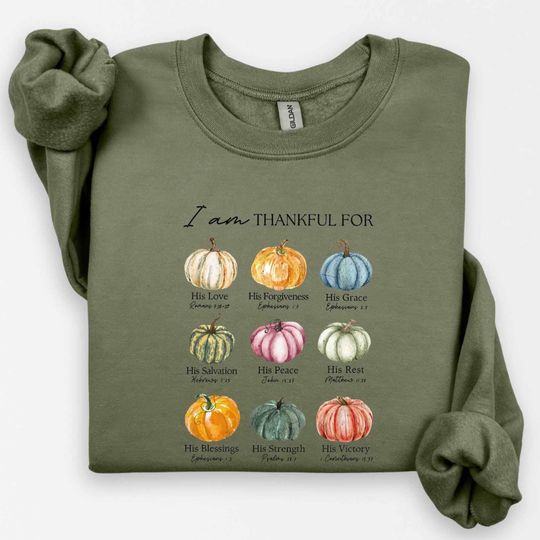 Discover I Am Thankful Sweatshirt, Christian Fall Sweater, Turkey Day Sweatshirt