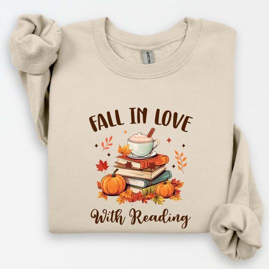 Discover Autumn Books Sweatshirt, Time To Fall In Love With Reading T-Shirt, Fall Hoodie For Book Lover, Thanksgiving Gift for woman