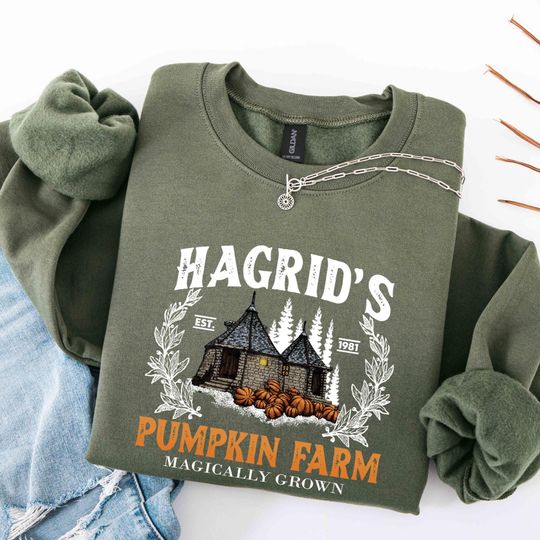 Discover Hagrid's Pumpkin Patch Sweatshirt, Fall Sweatshirt, Hagdrid's Pumpkin Farm Shirt,Halloween Tee,Spooky Season,Pumpkin Thanksgiving Sweatshirt
