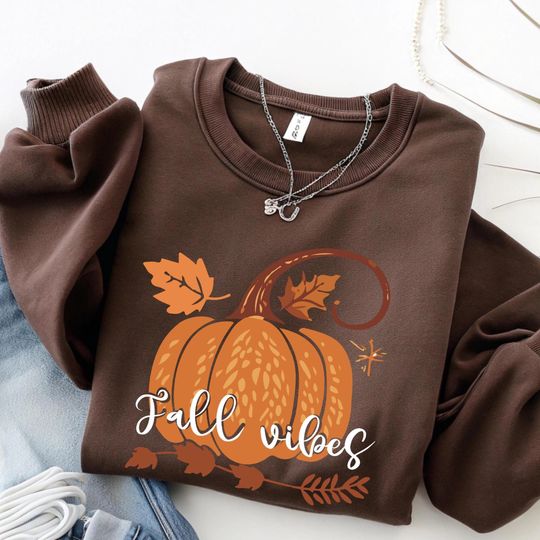 Discover Fall Vibes Sweatshirt, Pumpkin Season Sweater, Thanksgiving Tshirt, Halloween Shirt, Fall Apparel, Autumn Hoodie, Thanksgiving Gifts