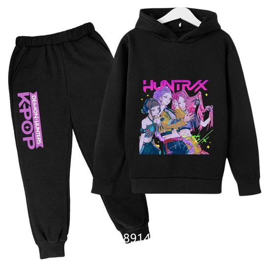 Discover Kpop Demon Hunters Hoodie Set Kids Boys Girls Sportswear 3-12Y Autumn Anime Clothes​