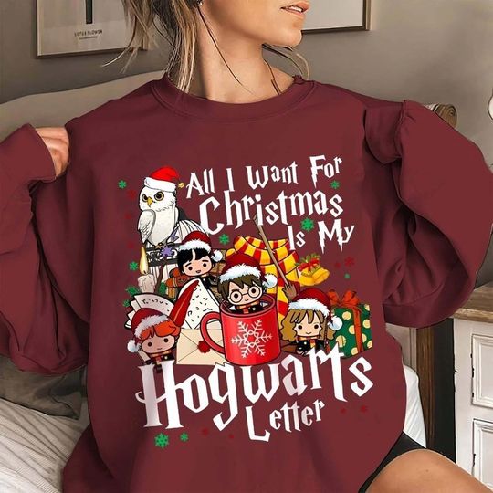 All I Want For Christmas Is My Hogwarts Letter Sweatshirt | Cozy Holiday Sweater | Gift for Potterhead | Cute Xmas Crewneck