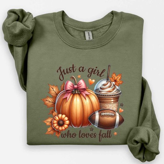 Discover Just A Girl Who Loves Fall Sweatshirt, Fall Crewneck, Fall Shirt, Football Mom Sweatshirt