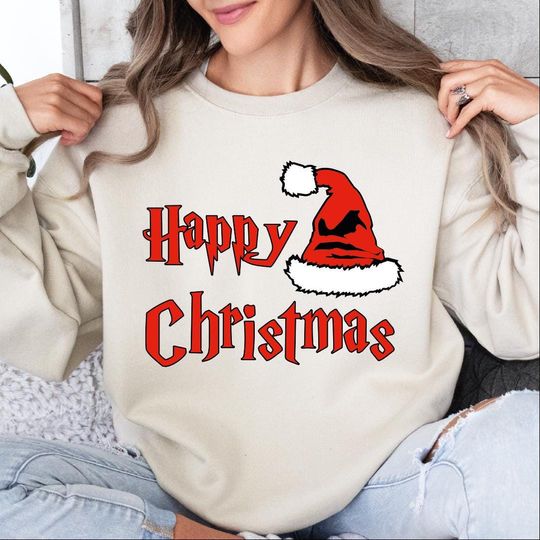 Discover Happy Christmas Sweatshirt, Christmas Wizard Sweater, Magic Christmas Hoodie, Happy Christmas Sweatshirt, Christmas Movie Hoodie, Funny Xmas