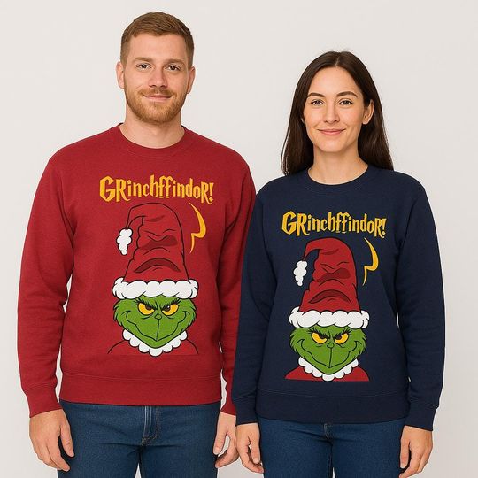Discover funny character Family Christmas Shirt, Grinchffindor! Grinchffindor Harry Potter Hat Xmas Sweatshirt