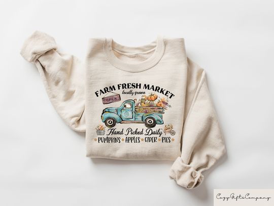 Discover Farm Fresh Pumpkin Sweatshirt, Fall Crewneck Sweatshirt, Thanksgiving Gift