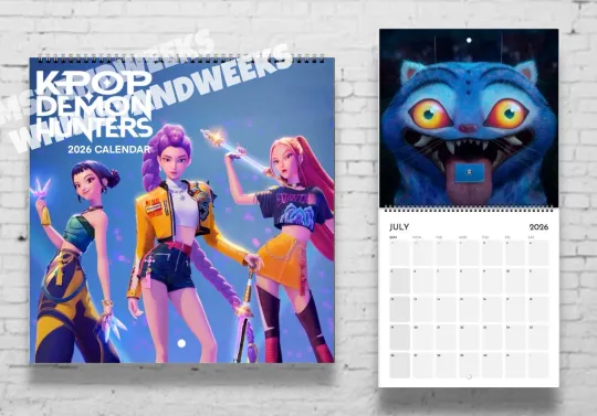 Kpop Demon Hunters Calendar 2026 | Huntrix Saja Boys | Kids Calendar Gift