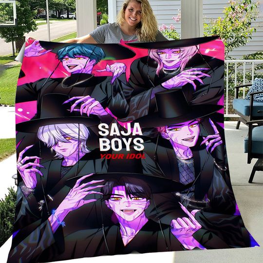 Saja Boys Blanket, Demon Hunter Blanket, Anime Girls Blanket, Kpop Demon Hunter,Gift for Huntrix Fans,Teen Kpop Demon Blanket