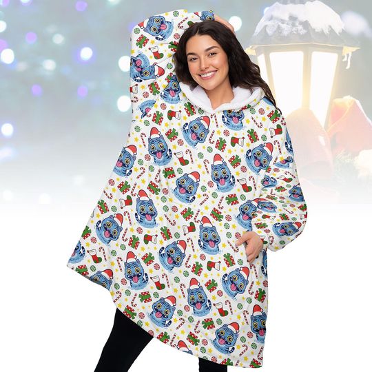Discover Santa Tiger Christmas Hoodie Blanket, Xmas Season Wearable Blanket Hoodie, Cozy Gift for Women Man, Cute Cozy Xmas Gift, Christmas Gift
