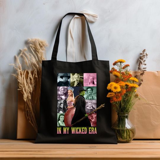 Wicked Era Tote Bag, Wizard Themed Wicked Character Bag, Glinda Elphaba Tote, Musical Fan Tote