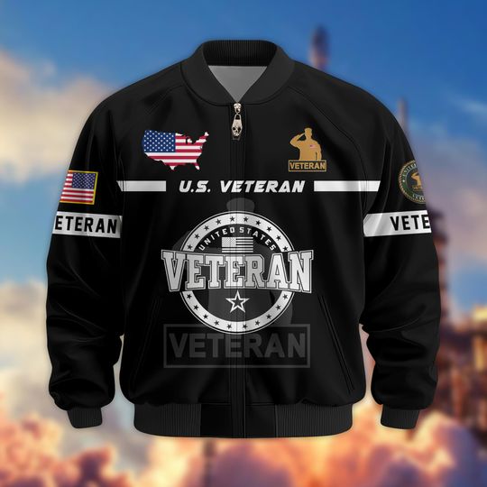 Discover Veteran Bomber Jacket - United States Military Bomber Jacket Men, Waterproof Coat, Veterans Day Gifts, Father's Day Gift