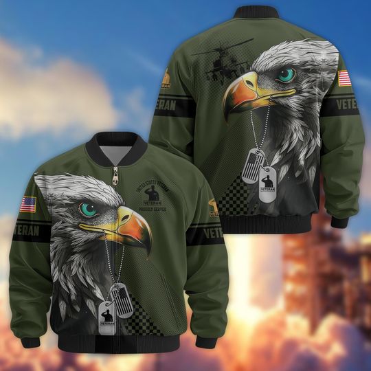 Discover Mens Veteran Varsity Jacket, Durable Military Bomber Jacket with Patriotic Detailing  Top Military Gifts and Veteran Gifts for Men