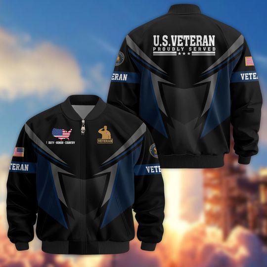 Proudly Served U.S. Veterans Jacket Veterans Day Jacket, Durable Military Jackets for Men, Veteran Gifts for Men, Ideal 4th of July Gifts