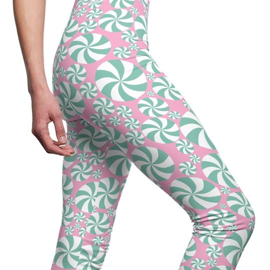 Discover Teal Green Peppermint Leggings in pink