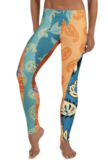 Discover Gypsy Soul Leggings ~ Womens Colorful Boho Abstract Paisley Floral Patchwork PRINTED Graphic Stretchy Tights Pants | Cute Athleisure Look