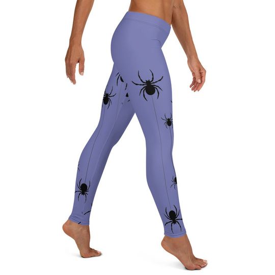 Discover Black Spider Leggings, Purple ~  Women's Casual Wear Cozy Cute Crawling Halloween Costume Insect Trick or Treat Stretchy Tight Pants for Her