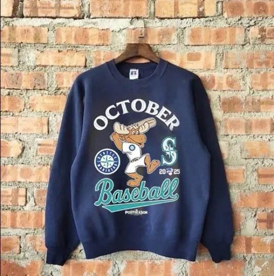 Discover Seattle Mariners October Baseball 2025 Mlb Mascot Sweatshirt AN61387