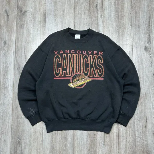 Discover Vancouver Canucks NHL Vintage 1992 Black Color Sweatshirt