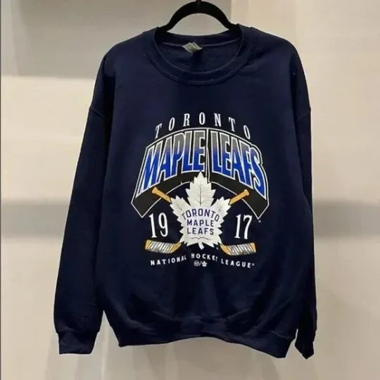 Discover Vintage Toronto Maple Leafs Sweatshirt Navy Color Reprint