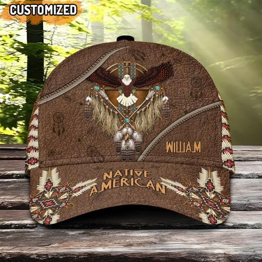 Custom Native Spirit Feathered Eagle Personalized Name Classic Cap Personalized Indigenous Mens Hat Native Pride Baseball Caps