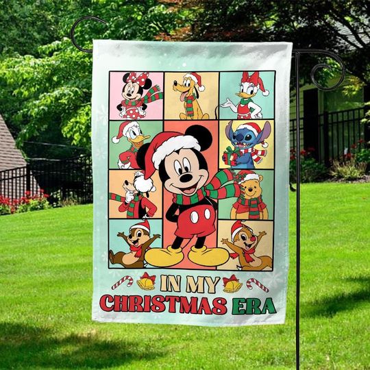 Discover In My Christmas Era Disney Flag, Mickey & friends Christmas Flag, WDW Mickey's very merry Christmas party Flag, Christmas Gift