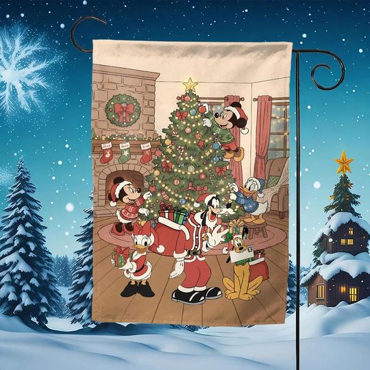 Discover Retro Disney Christmas Flag  Mickey Mouse Holiday Lights Flag, Disney Family Xmas Group Holiday Banner Decor