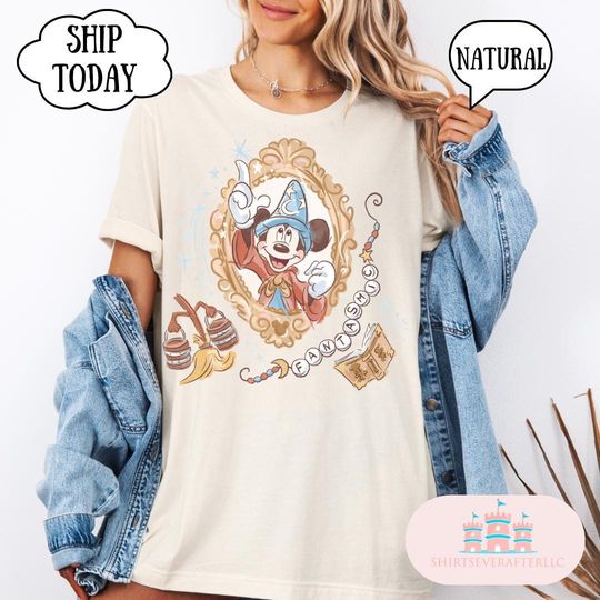 Discover Disney Fantasia Sorcerer Mickey Mouse Wizard T-Shirt, Vintage Mickey Mouse Wizard Tee