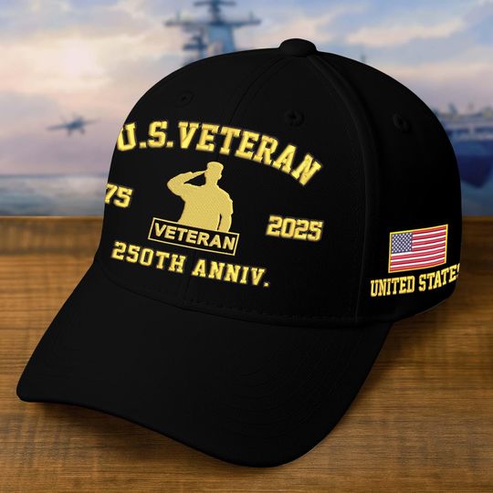 Discover Veterans Caps - 250th Anniversary Veteran Hat, 1775 - 2025 Military Ball Caps, Patriotic Hats, Retirement Gifts, Vets Gift