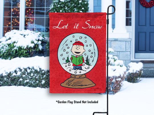 Discover Snow Globe Charlie Brown Christmas Garden Flag, Peanuts Winter House Flag, Peanuts Winter Decor Christmas Yard Flag, Peanuts Lover Gift
