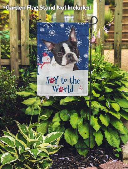 Discover Christmas Snowflakes Boston Terrier Garden Flag, Exclusive Premium Fabric, Christmas, Winter