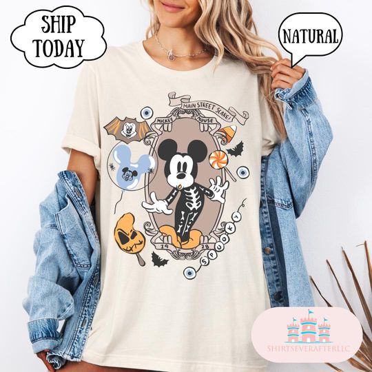 Discover Mickey Mouse Halloween Skeleton T-Shirt, Halloween Matching Shirt, Magical Halloween Shirt