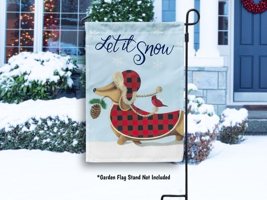 Discover Let it Snow Winter Dachshund Garden Flag, Christmas Dachshund Dog Yard Flag, Winter Outdoor Decor, Dog Christmas Flag, Dog Lover Gift