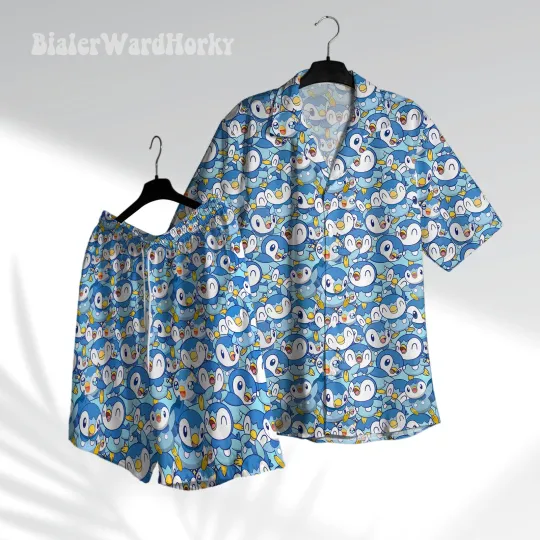 Piplup Custom Hawaiian Shirt Water Theme Aloha Beach Shirt Anime Shirt