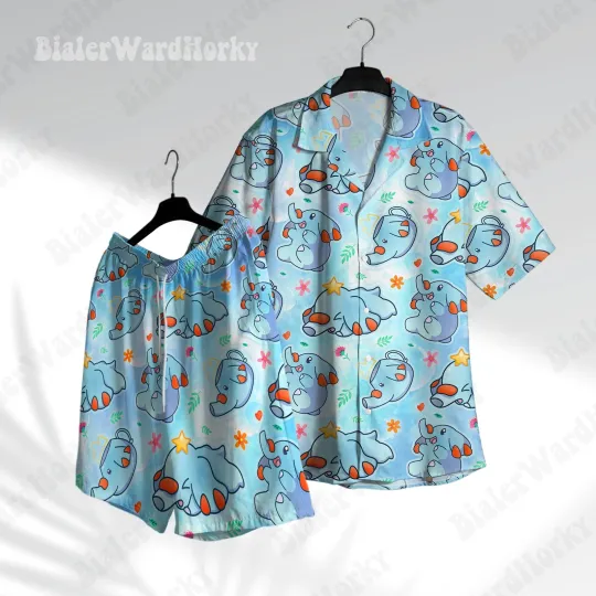 Phanpy Cute Hawaiian Shirt Ground Type Aloha Shirt Anime Gift