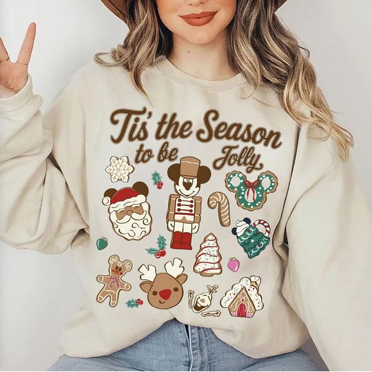 Discover Disney Mickey Gingerbread Christmas Tis The Season To Be Jolly T-Shirt, Disney Xmas Family Gift, Disney Mickey's Very Merry Christmas Party