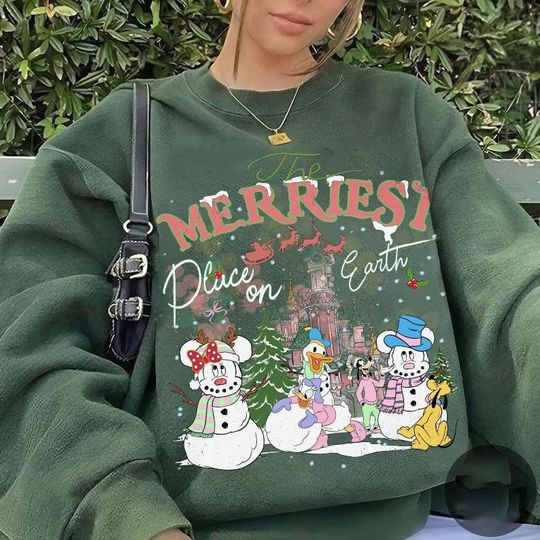 Discover Disney The Merriest Place on Earth Mickey and Friends Christmas T-Shirt, Disney Xmas Family Gifts, Mickey's Very Merry Christmas Party 2025
