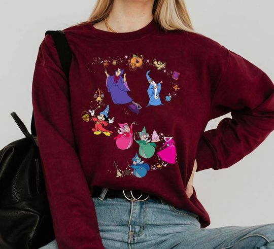 Discover Disney Fantasmic Magical Sorcerer Characters T-Shirt, Fairy Godmother Merlin Shirt, Disney Matching Family Shirt, Hollywood Studios Trip Tee