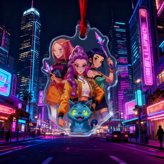 Custom Huntrix Christmas Ornament  Acrylic Kpop Demon Hunter Fan Gift, Personalized Holiday Decor, Ideal for Christmas Tree.