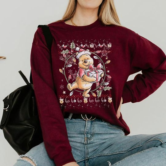 Discover Disney Winnie The Pooh Santa Christmas Sweatshirt, Disney Xmas Family Gift, Disney Christmas Party Sweatshirt, Winnie The Pooh Christmas Sweatshirt