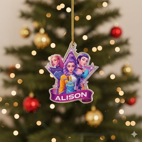 Personalized Huntrix Christmas Ornament, Custom Kpop Demon Hunter Ornament, Custom KPDH Christmas Ornament