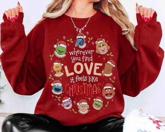 Discover Disney The Muppet Christmas Carol Gingerbread Characters Sweatshirt, Disney Christmas Matching Family Gift, Gonzo Rizzo Miss Piggy Kermit Sweatshirt