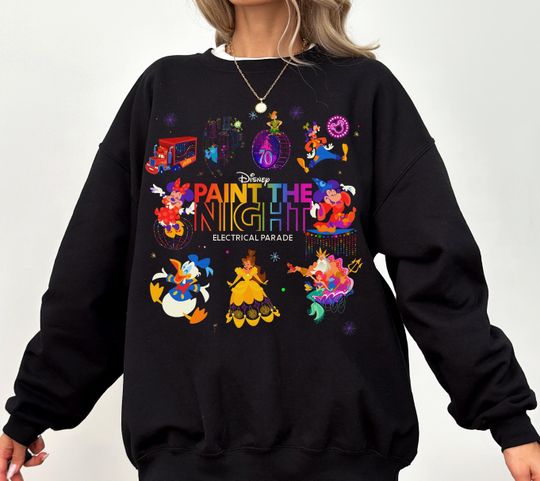 Discover Disneyland Paint The Night Electrical Parade Sweatshirt, Disneyland Family Vacation Holiday Gifts, Disneyland 70th Anniversary Celebration Sweatshirt