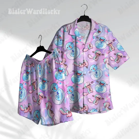Wooper Adorable Hawaiian Shirt Water Type Aloha Shirt Anime Shirt