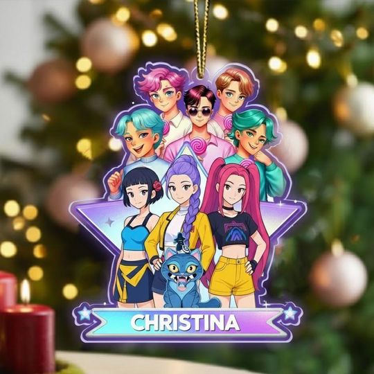 Discover Custom Huntrix Acrylic Ornament, Kpop Demon Hunter Ornament, Huntrix Christmas Ornament, KPDH Christmas Ornament, Kpop Ornament