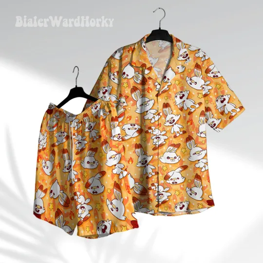 Discover Scorbunny Fire Type Hawaiian Shirt Anime Aloha Shirt