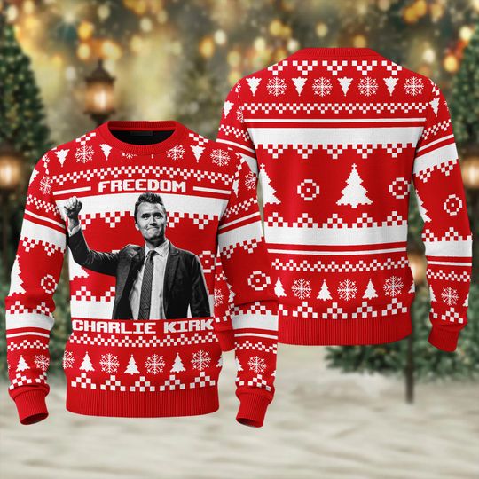 Justice For Charlie Kirk Ugly Sweater, Charlie Kirk Freedom Christmas Ugly Sweater, Freedom Shirt, Charlie Kirk Is My Hero Shirt, Red Shirt