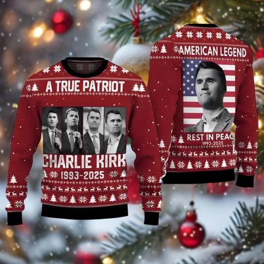A True Patriot Charlie Kirk Christmas Ugly Sweater, Charlie Kirk 1993-2025 Holiday Sweater, Human Rights Xmas Sweatshirt For Men Women